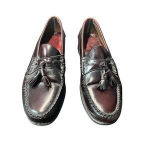 Johnston & Murphy Men's 9 C Burgundy Leather Tassel Loafers Dress Shoes Made in